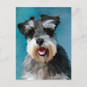Miniatuur Schnauzer Water Color Art Painting Briefkaart (Voorkant)