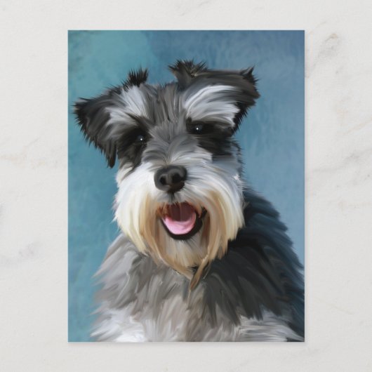 Miniatuur Schnauzer Water Color Art Painting Briefkaart (Voorkant)