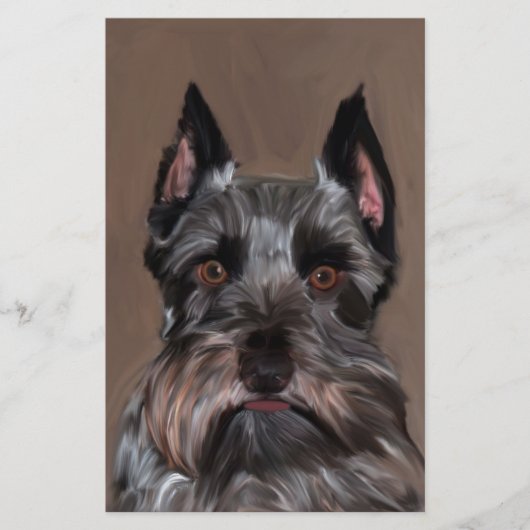 Miniatuur Schnauzer Water Color Art Painting Briefpapier (Voorkant)