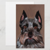 Miniatuur Schnauzer Water Color Art Painting Briefpapier (Voorkant / Achterkant)