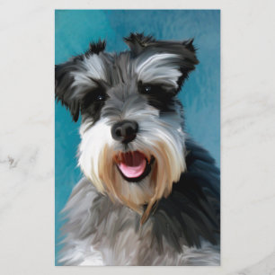 Miniatuur Schnauzer Water Color Art Painting Briefpapier