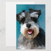 Miniatuur Schnauzer Water Color Art Painting Briefpapier (Voorkant / Achterkant)