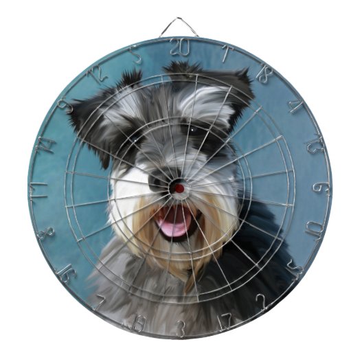 Miniatuur Schnauzer Water Color Art Painting Dartbord (Voorkant)