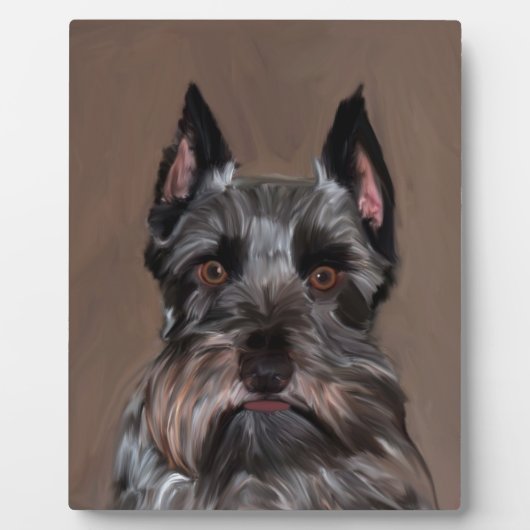 Miniatuur Schnauzer Water Color Art Painting Fotoplaat (Voorkant)