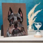 Miniatuur Schnauzer Water Color Art Painting Fotoplaat (Zijkant)