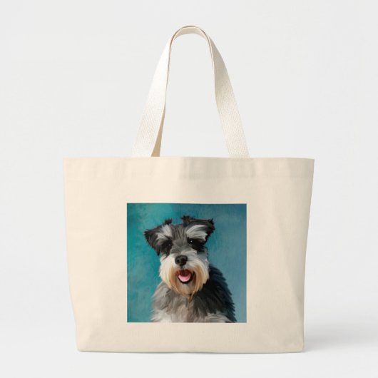 Miniatuur Schnauzer Water Color Art Painting Grote Tote Bag (Voorkant)