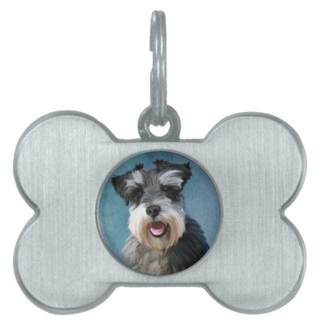 Miniatuur Schnauzer Water Color Art Painting Huisdieren Naamplaatje (voorkant)