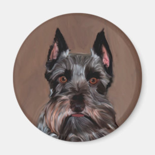 Miniatuur Schnauzer Water Color Art Painting Magneet