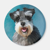 Miniatuur Schnauzer Water Color Art Painting Magneet (Voorkant)