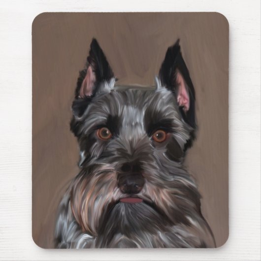Miniatuur Schnauzer Water Color Art Painting Muismat (Voorkant)
