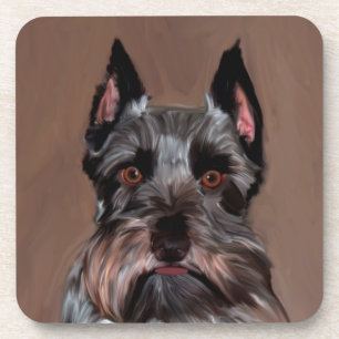 Miniatuur Schnauzer Water Color Art Painting Onderzetter