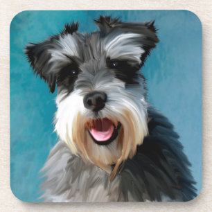Miniatuur Schnauzer Water Color Art Painting Onderzetter