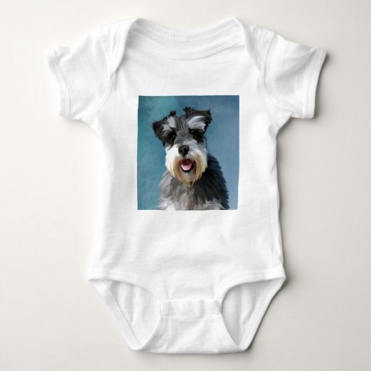 Miniatuur Schnauzer Water Color Art Painting Romper (Voorkant)