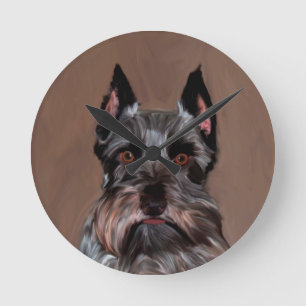 Miniatuur Schnauzer Water Color Art Painting Ronde Klok
