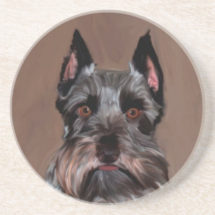 Miniatuur Schnauzer Water Color Art Painting Zandsteen Onderzetter
