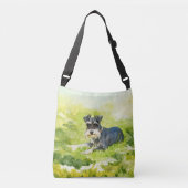 Miniatuur Schnauzer Waterverf Digital Art Crossbody Tas (Voorkant)