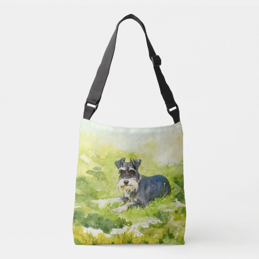 Miniatuur Schnauzer Waterverf Digital Art Crossbody Tas (Voorkant)
