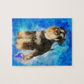 Miniatuur Schnauzer Waterverf Digital Art Legpuzzel (Horizontaal)