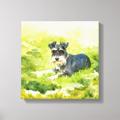 Miniatuur Schnauzer Waterverf digitale kunst Canvas Afdruk (Voorkant)