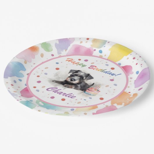 Miniatuur Schnauzer Waterverf Papier Bord (Gekanteld)