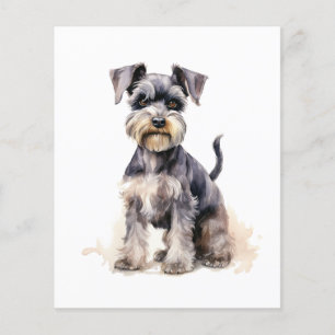 Miniatuur Schnauzer waterverf print Hondenkunst pr Flyer