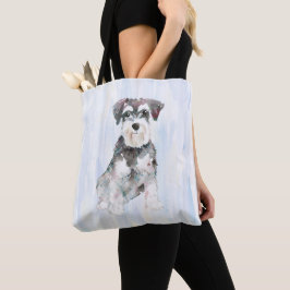 Miniatuur Schnauzer waterverven illustratie Tote Bag