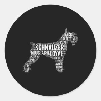 Miniatuur Schnauzer Word Cloud Schnauzer Eigenaar Ronde Sticker