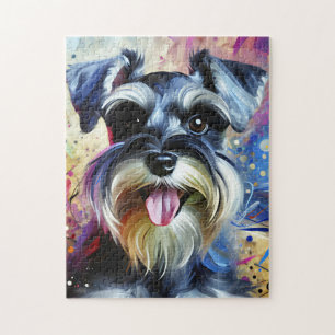 Miniatuur Schnauzer Zout Peper Hond Acryl Print Legpuzzel