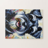 Miniatuur Schnauzer - Zwart | Zilver Acryl Print Legpuzzel (Horizontaal)