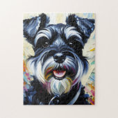 Miniatuur Schnauzer - Zwart | Zilver Acryl Print Legpuzzel (Verticaal)