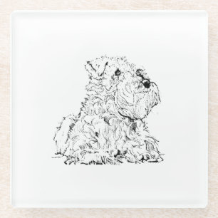 Miniatuur Schnauzerhond Illustratie Glazen Onderzetter