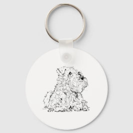 Miniatuur Schnauzerhond Illustratie Sleutelhanger