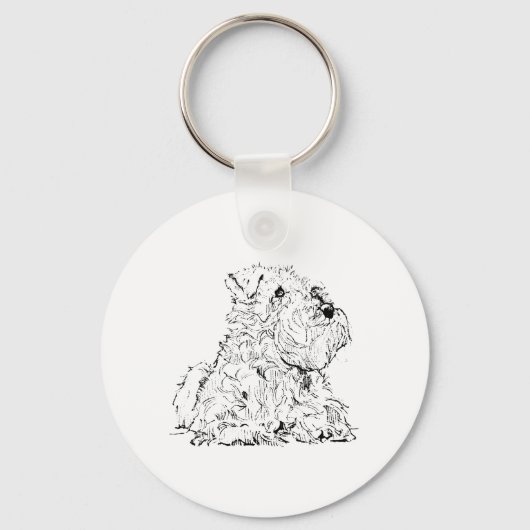 Miniatuur Schnauzerhond Illustratie Sleutelhanger (Voorkant)