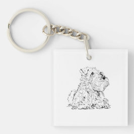 Miniatuur Schnauzerhond Illustratie Sleutelhanger