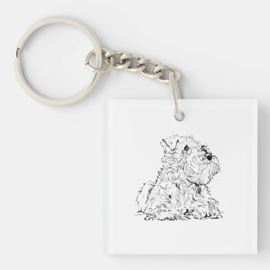 Miniatuur Schnauzerhond Illustratie Sleutelhanger (voorkant)
