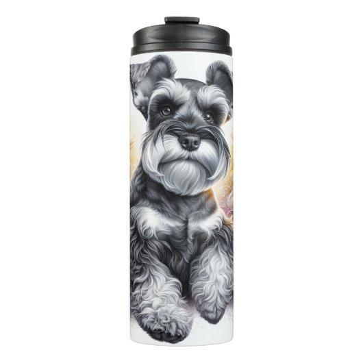 Miniatuur Schnauzer's Floral Charm Thermosbeker (Voorkant)