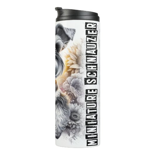 Miniatuur Schnauzer's Floral Charm Thermosbeker (Geroteerd rechts)