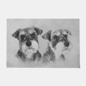 Miniatuur Schnauzers Grayscale Digital art Deurmat (Voorkant)