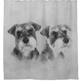 Miniatuur Schnauzers Grayscale Digital art Douchegordijn (Voorkant)