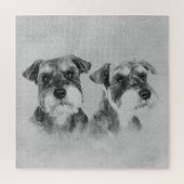 Miniatuur Schnauzers Grayscale Digital art Legpuzzel (Verticaal)