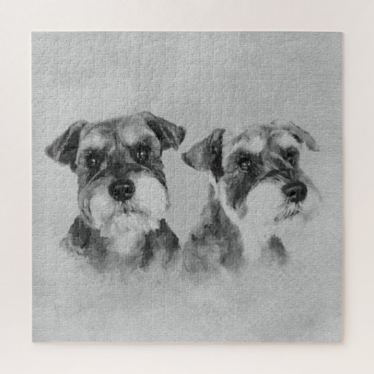 Miniatuur Schnauzers Grayscale Digital art Legpuzzel (Verticaal)