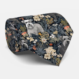 Miniatuur Schnauzers in een William Morris Garden Stropdas