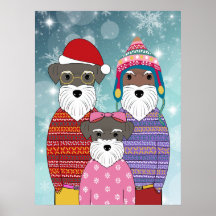 Miniatuur Schnauzers-kerstfamilieportret