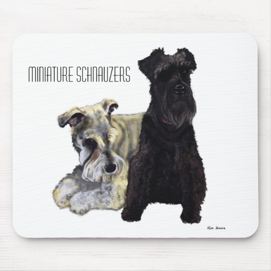 Miniatuur Schnauzers - Mousepad Muismat (Voorkant)
