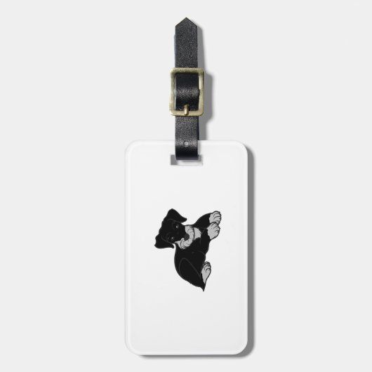 miniatuur schnuazuer black en silverr cartoon bagagelabel (Voorkant verticaal)