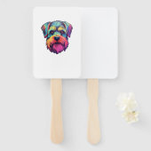Miniatuur Shining Schnauzer Neon Retro Sticker Handwaaier (Voorkant en achterkant)
