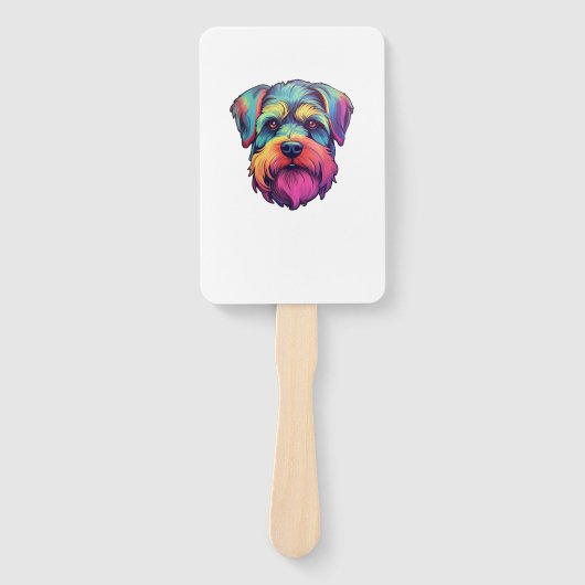Miniatuur Shining Schnauzer Neon Retro Sticker Handwaaier (Voorkant)