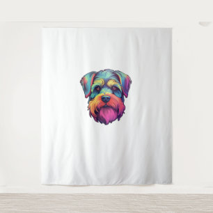 Miniatuur Shining Schnauzer Neon Retro Sticker Wandkleed