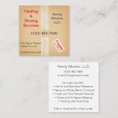 Miniatuur Shipping Box Handyman Hauling Moving Vierkante Visitekaartje (Voorkant / Achterkant)