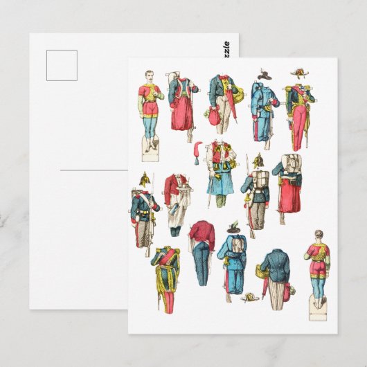 Miniatuur Soldier Militaire mannen Papier Pop Uitg Briefkaart (Voorkant / Achterkant)